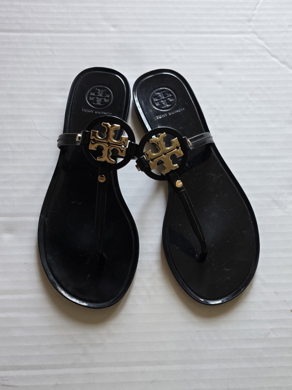 Tory Burch Mini Miller Jelly Thong Black Sandals Lightweight Resortwear Minimali
